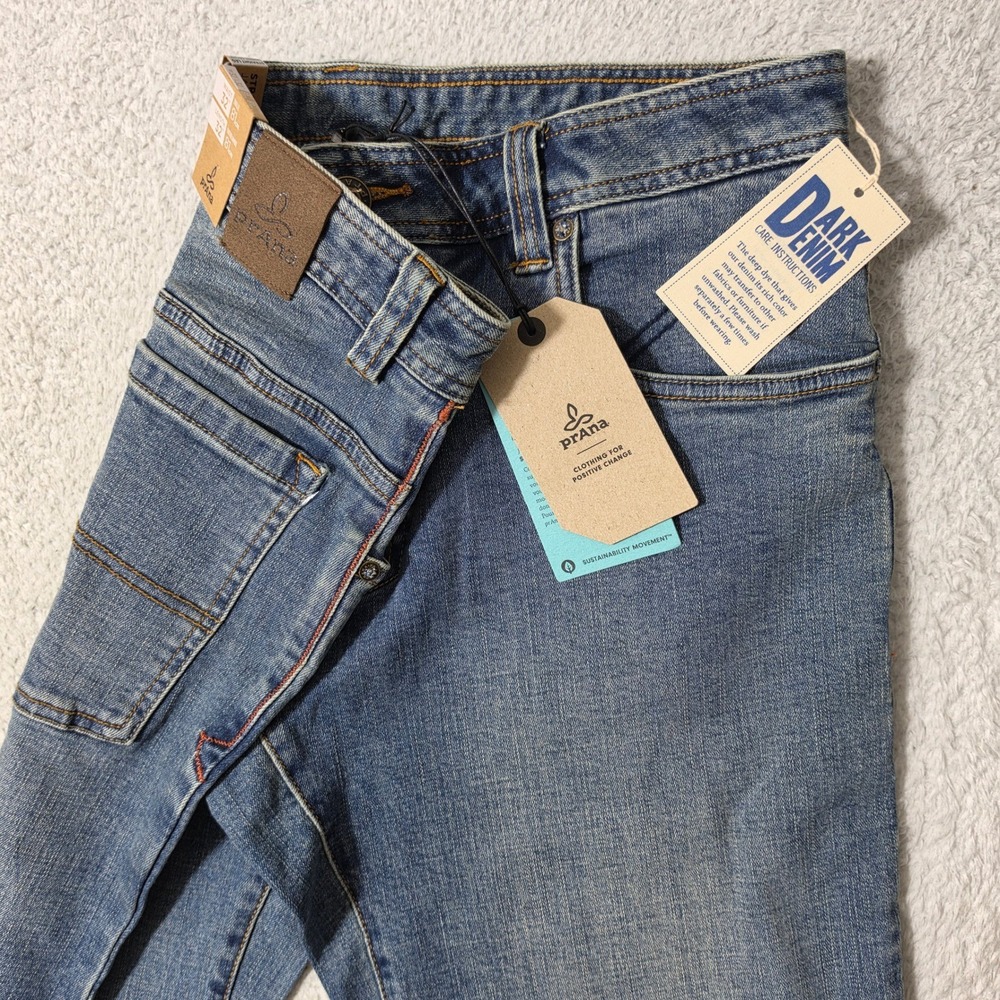 NEW Prana Axiom Jean Mens 32/32 Blue Antique Stone‎ Wash Stretch Straight Leg